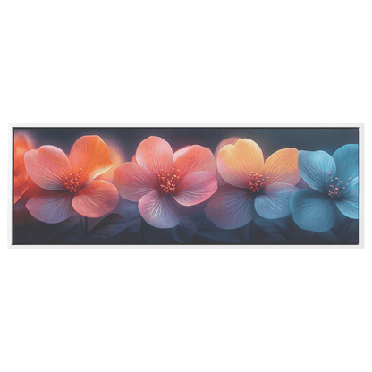 Beautiful Realistic Artwork Gradient Flowers Delicate Geometric Outlines Iridescent Petals Ultra High Definition Panoramic Framed Canvas Wall Art - Awakening Righteousness