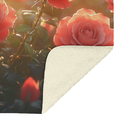 Beautiful Rose Garden Fleece Sherpa Blanket with Soft Comfort and Floral Design for Cozy and Peaceful Relaxation - Awakening Righteousness