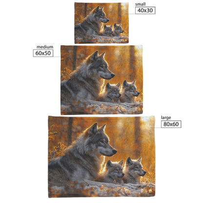 Beautiful Wolf Family Resting in Peaceful Meadow Under Golden Afternoon Light Cozy Sherpa Blanket - Awakening Righteousness