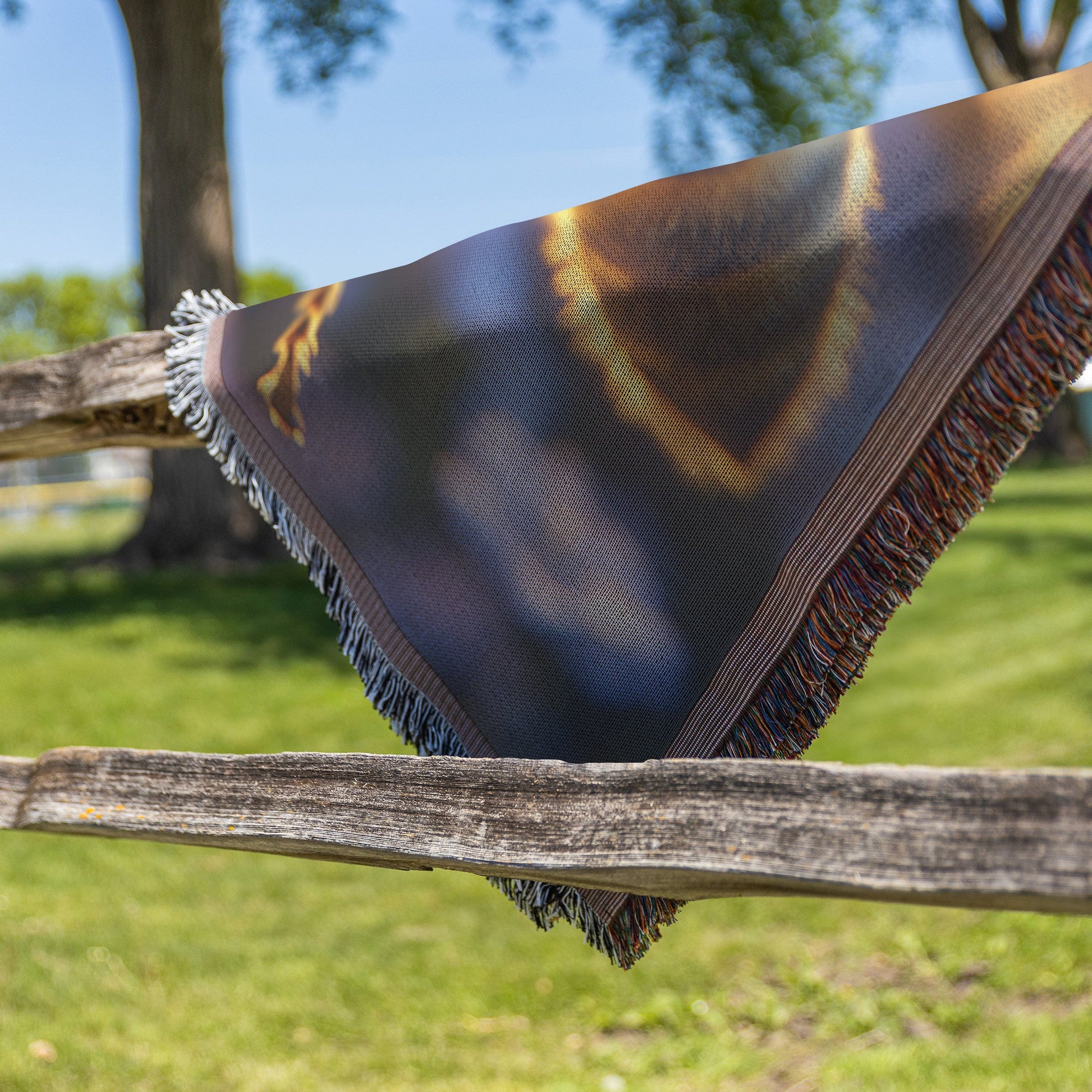 Bee in Flight Over Blooming Flowers Cozy Woven Throw Blanket - Awakening Righteousness