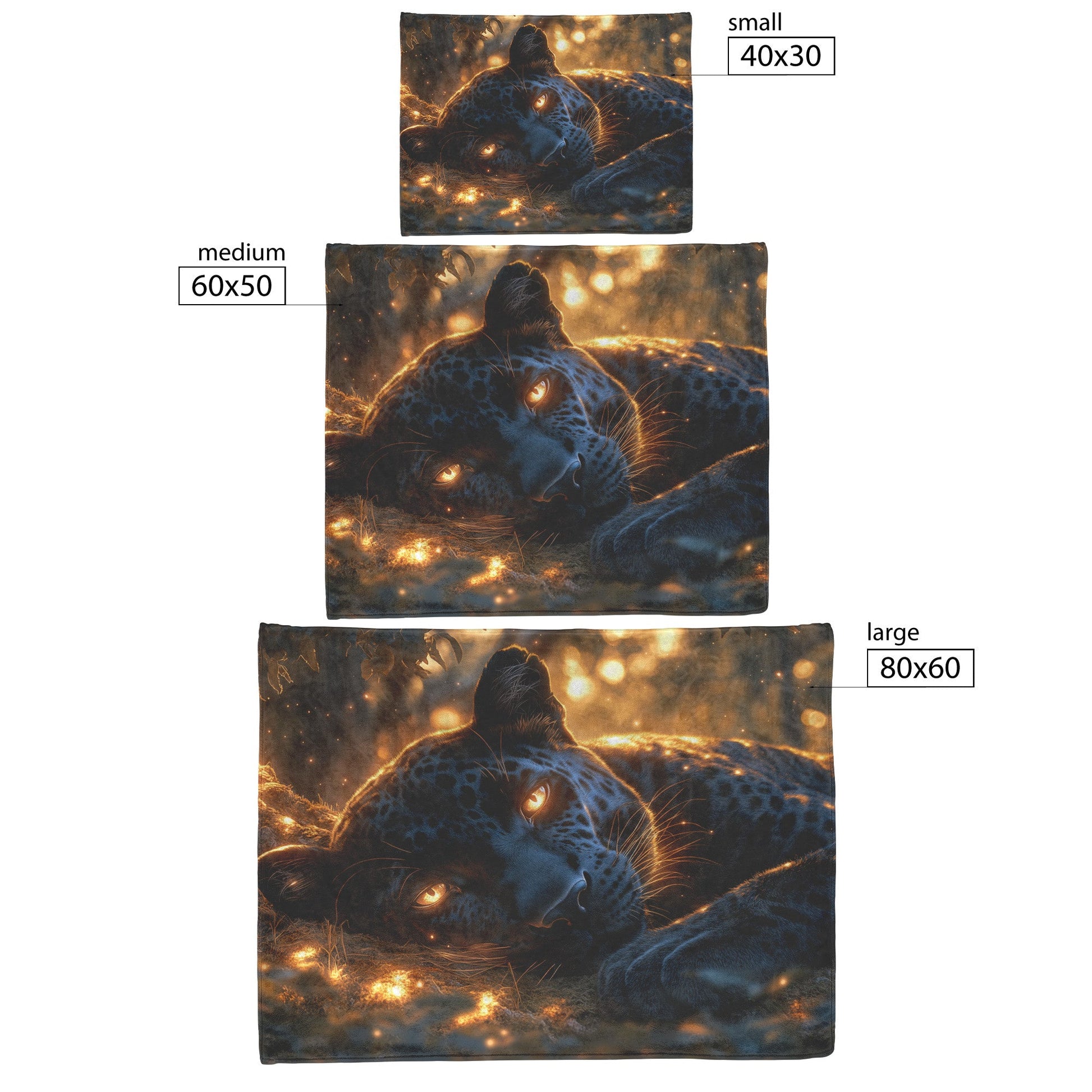 Black Leopard Resting Under Glowing Moonlight in Magical Forest with Silver Light Fleece Sherpa Blanket - Awakening Righteousness