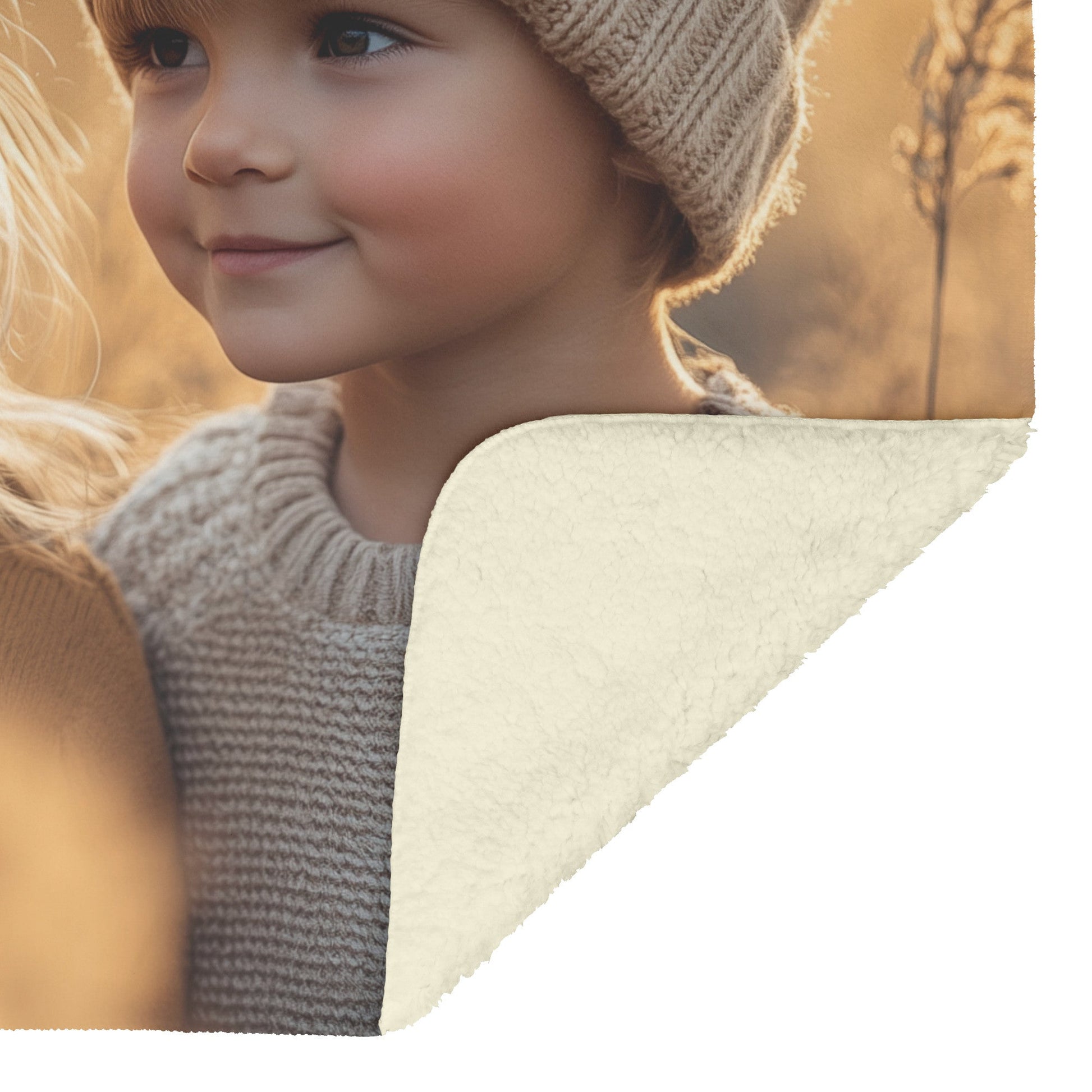 Blonde Children Cozy Fleece Sherpa Blanket Golden Hour Reeds Field - Awakening Righteousness