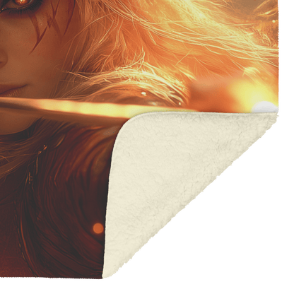Blood Elf Hunter Fleece Sherpa Blanket Crimson Armor Glowing Bow Golden Textures Cosmic Highlights Bold Majestic WoW Design - Awakening Righteousness