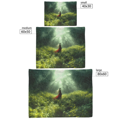 Blood Elf Hunter Fleece Sherpa Blanket Enchanted Forest Golden Mist Green Light Serene Elegant WoW Design - Awakening Righteousness