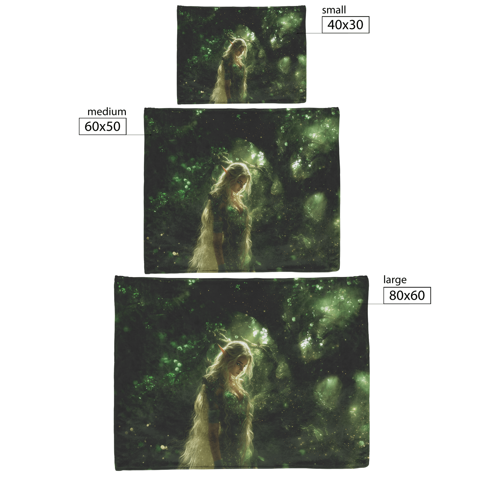 Blood Elf Hunter Fleece Sherpa Blanket Enchanted Forest Golden Mist Green Light Serene Elegant WoW Design - Awakening Righteousness