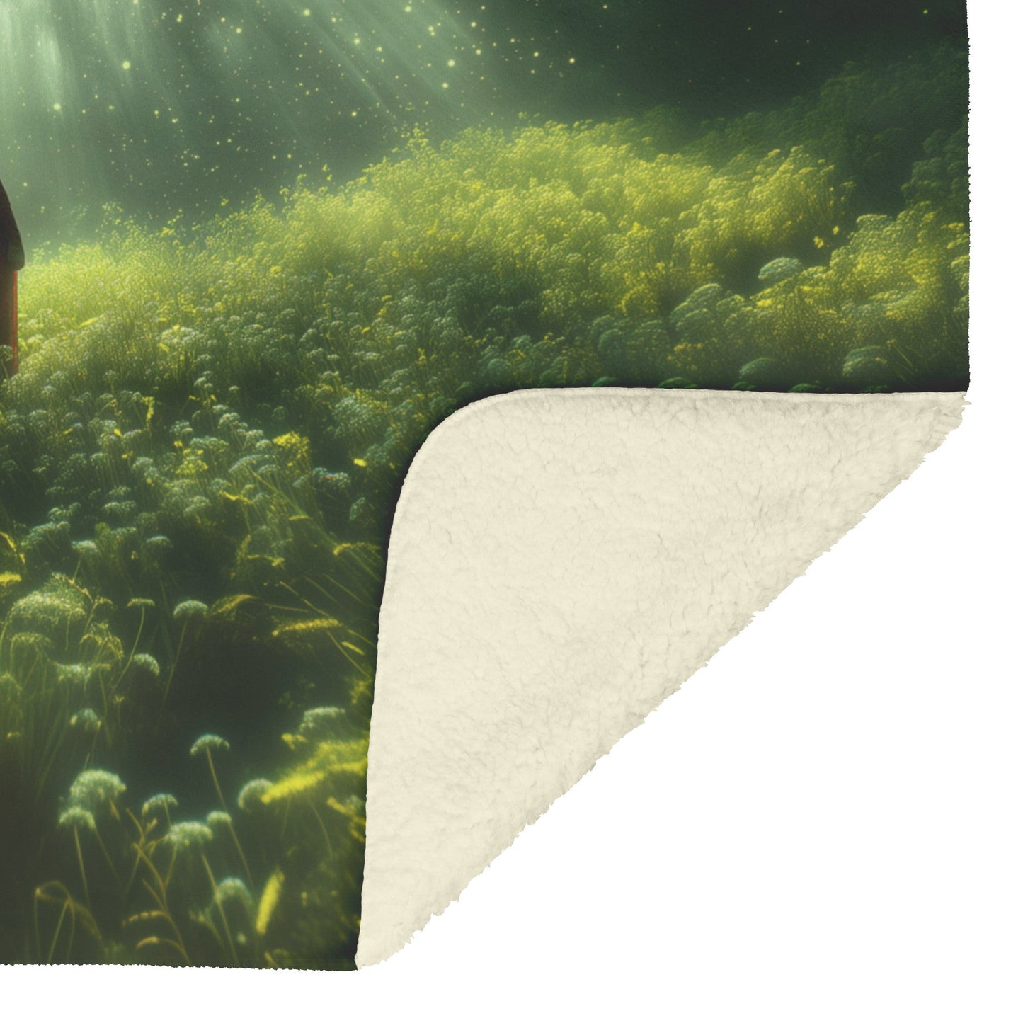 Blood Elf Hunter Fleece Sherpa Blanket Enchanted Forest Golden Mist Green Light Serene Elegant WoW Design - Awakening Righteousness