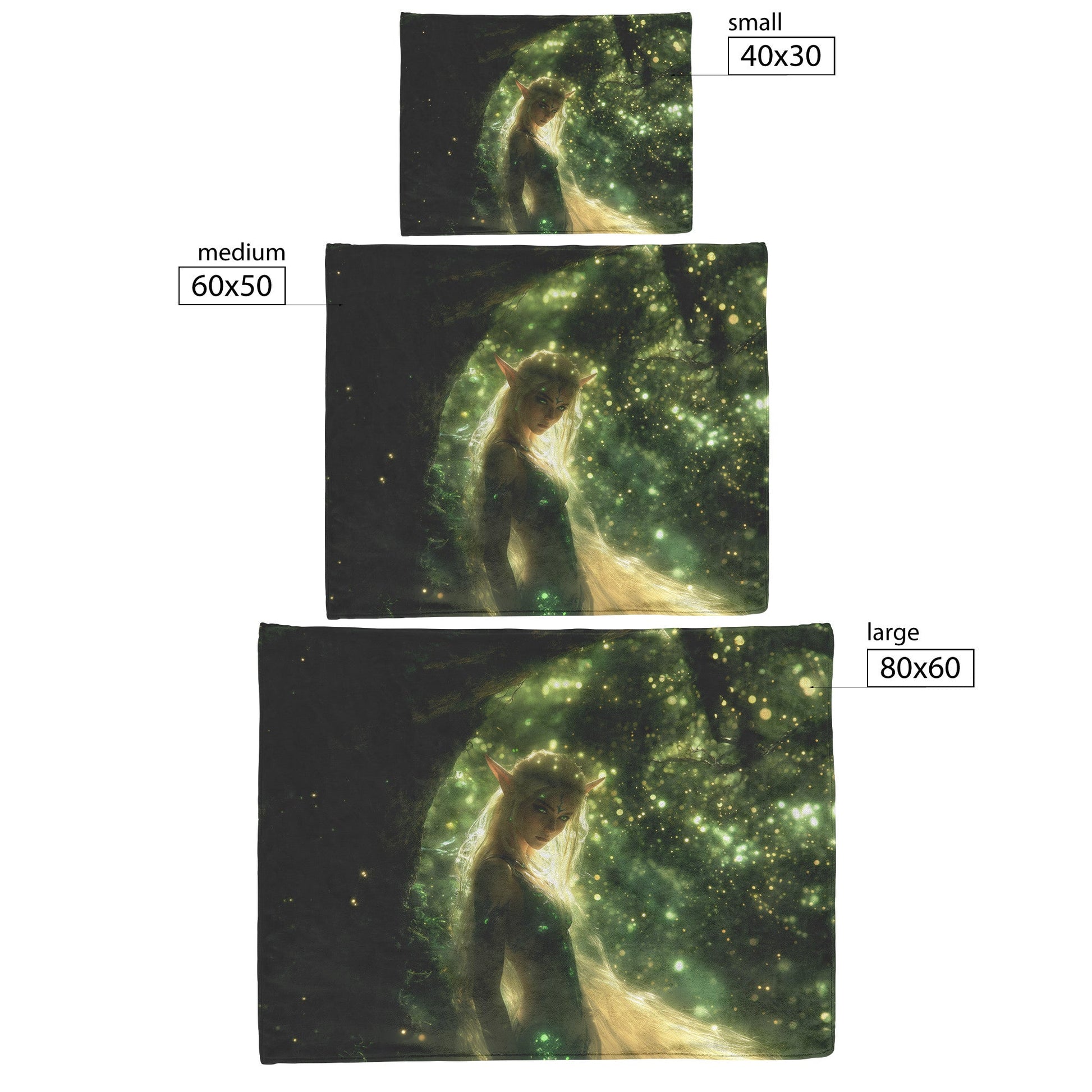 Blood Elf Hunter Fleece Sherpa Blanket Enchanted Forest Golden Mist Green Light Trails Elegant WoW Design - Awakening Righteousness