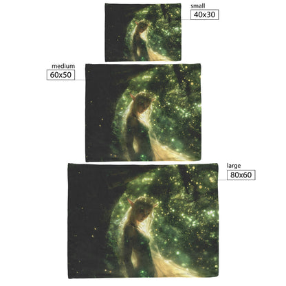 Blood Elf Hunter Fleece Sherpa Blanket Enchanted Forest Golden Mist Green Light Trails Elegant WoW Design - Awakening Righteousness