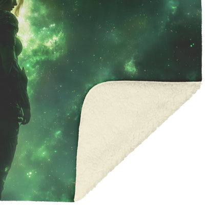 Blood Elf Hunter Fleece Sherpa Blanket Glowing Arrows Dense Forest Green Mist Shimmering Stars Peaceful Powerful WoW Design - Awakening Righteousness