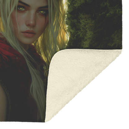 Blood Elf Hunter Fleece Sherpa Blanket Treetop Green Textures Golden Highlights Tranquil Peaceful WoW Design - Awakening Righteousness