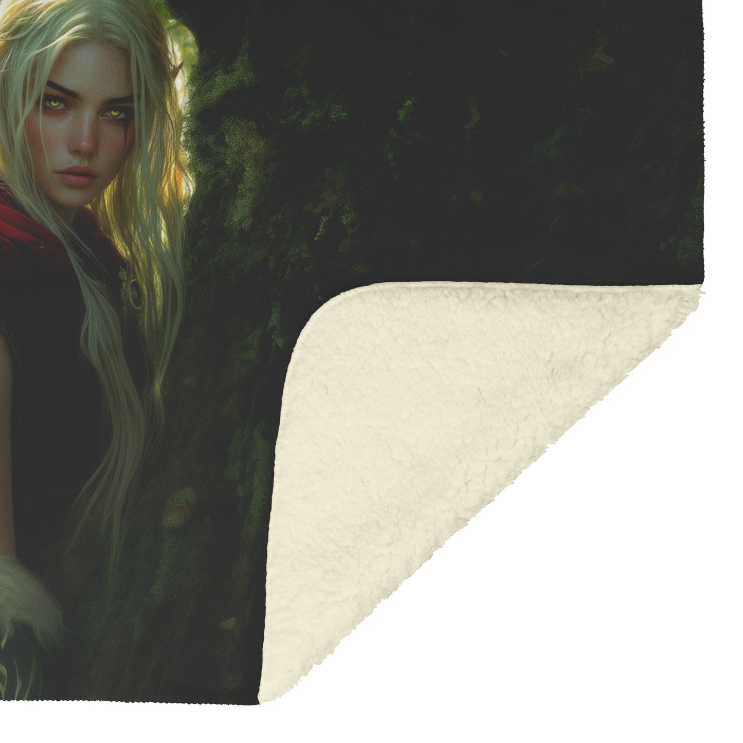 Blood Elf Hunter Fleece Sherpa Blanket Treetop Green Textures Golden Highlights Tranquil Peaceful WoW Design - Awakening Righteousness