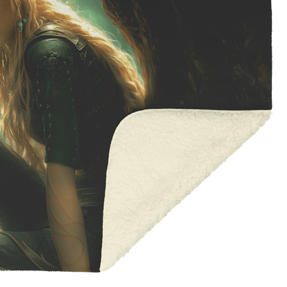 Blood Elf Hunter Fleece Sherpa Blanket Treetop Green Textures Golden Highlights Tranquil Peaceful WoW Design - Awakening Righteousness