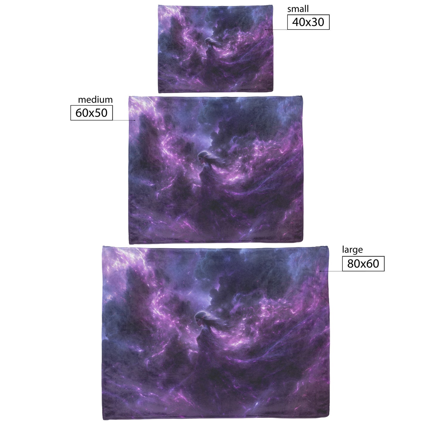 Blood Elf Mage Fleece Sherpa Blanket Arcane Robes Purple Silver Light Trails Serene Magical WoW Design - Awakening Righteousness