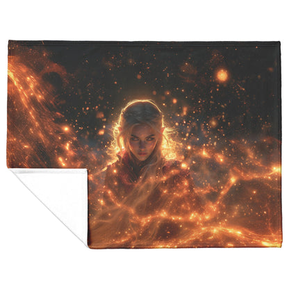 Blood Elf Mage Fleece Sherpa Blanket Arcane Shields Shimmering Stars Cosmic Textures Majestic Powerful WoW Design - Awakening Righteousness