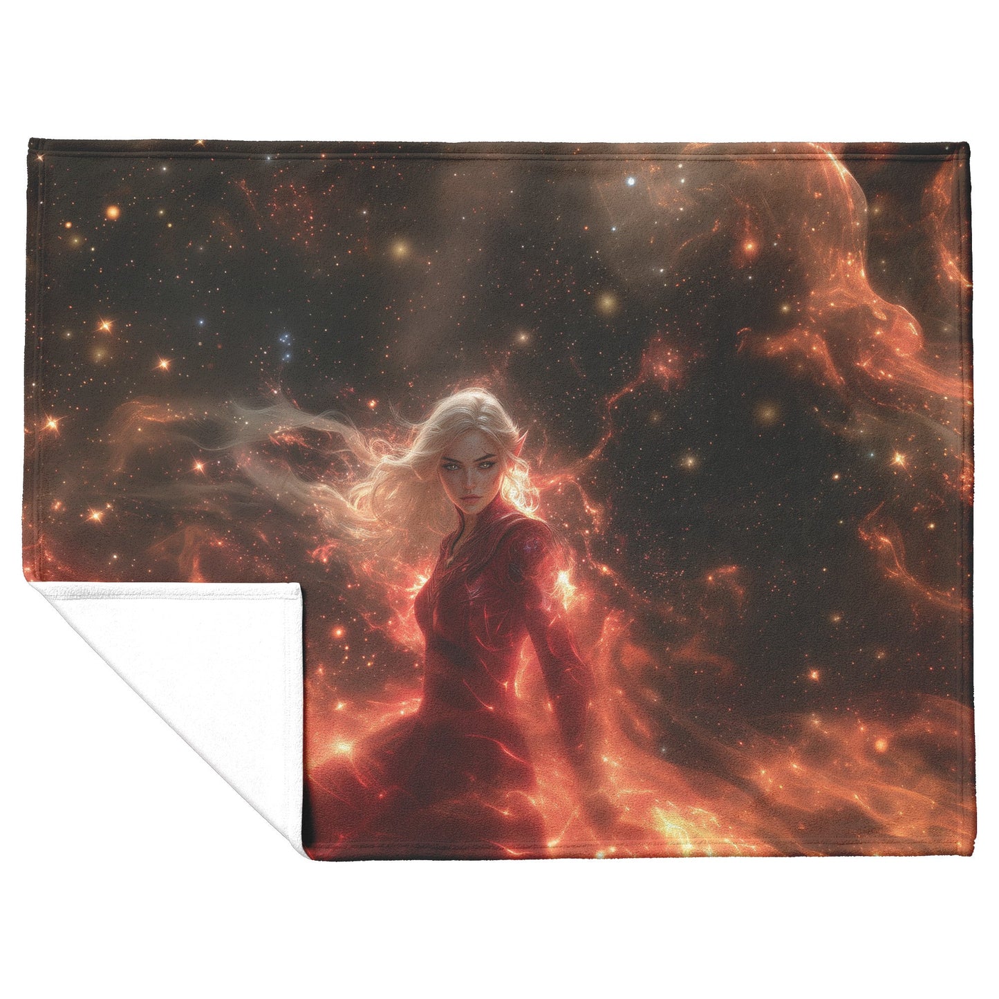 Blood Elf Mage Fleece Sherpa Blanket Arcane Shields Shimmering Stars Cosmic Textures Majestic Powerful WoW Design - Awakening Righteousness