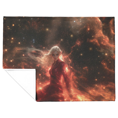 Blood Elf Mage Fleece Sherpa Blanket Arcane Shields Shimmering Stars Cosmic Textures Majestic Powerful WoW Design - Awakening Righteousness