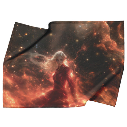 Blood Elf Mage Fleece Sherpa Blanket Arcane Shields Shimmering Stars Cosmic Textures Majestic Powerful WoW Design - Awakening Righteousness