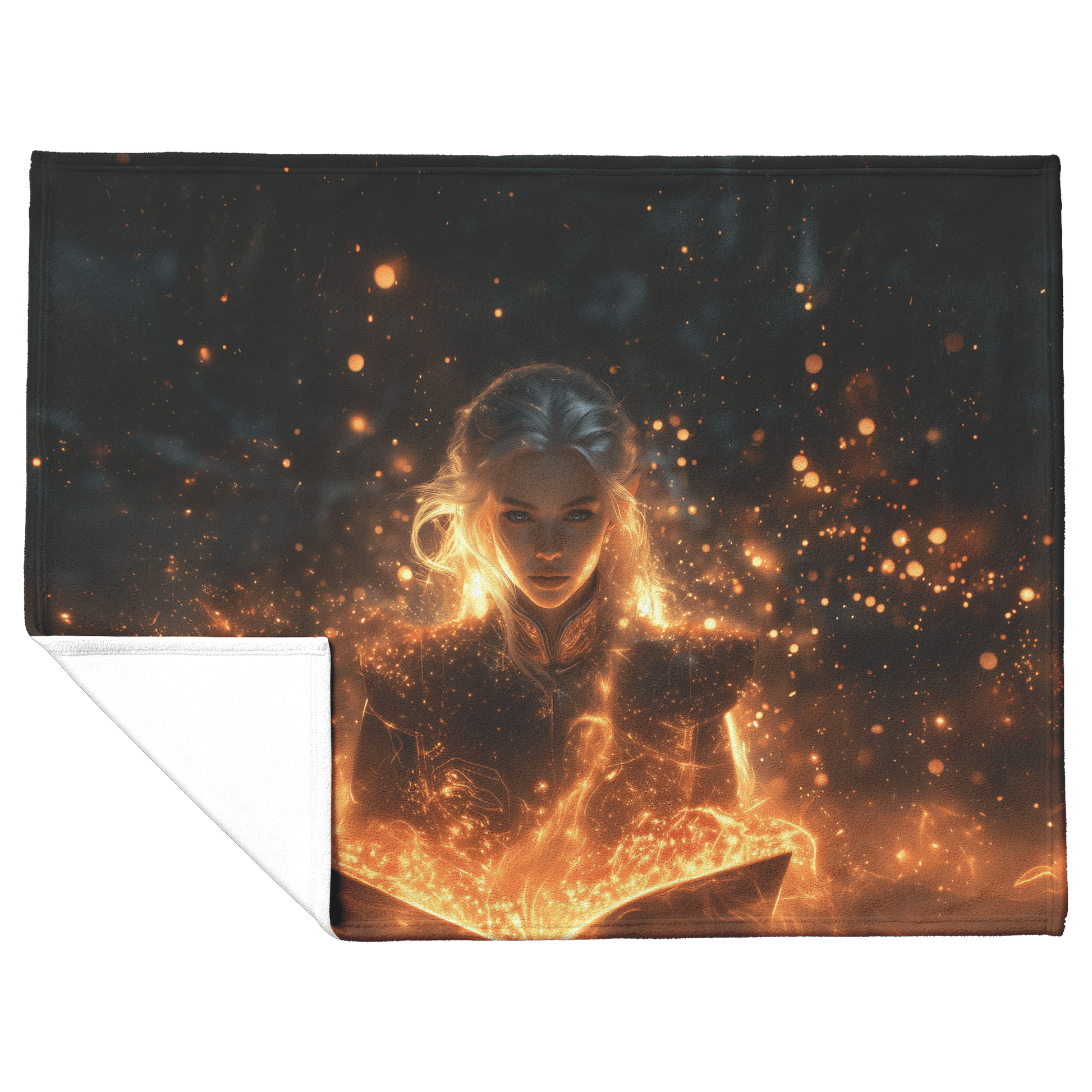 Blood Elf Mage Fleece Sherpa Blanket Arcane Shields Shimmering Stars Cosmic Textures Majestic Powerful WoW Design - Awakening Righteousness