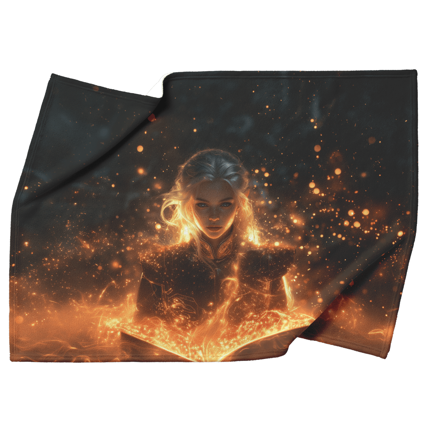 Blood Elf Mage Fleece Sherpa Blanket Arcane Shields Shimmering Stars Cosmic Textures Majestic Powerful WoW Design - Awakening Righteousness