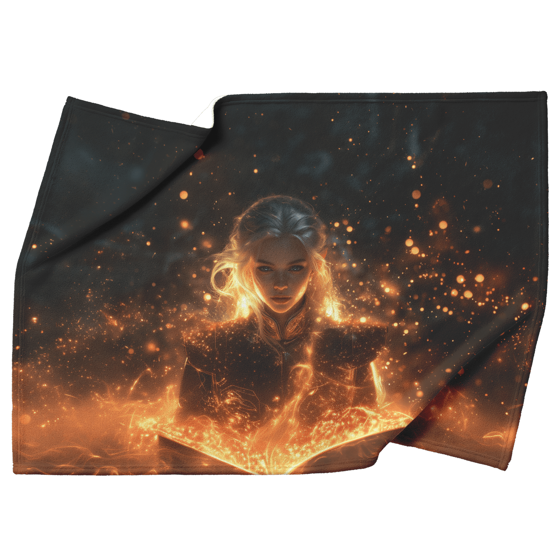 Blood Elf Mage Fleece Sherpa Blanket Arcane Shields Shimmering Stars Cosmic Textures Majestic Powerful WoW Design - Awakening Righteousness