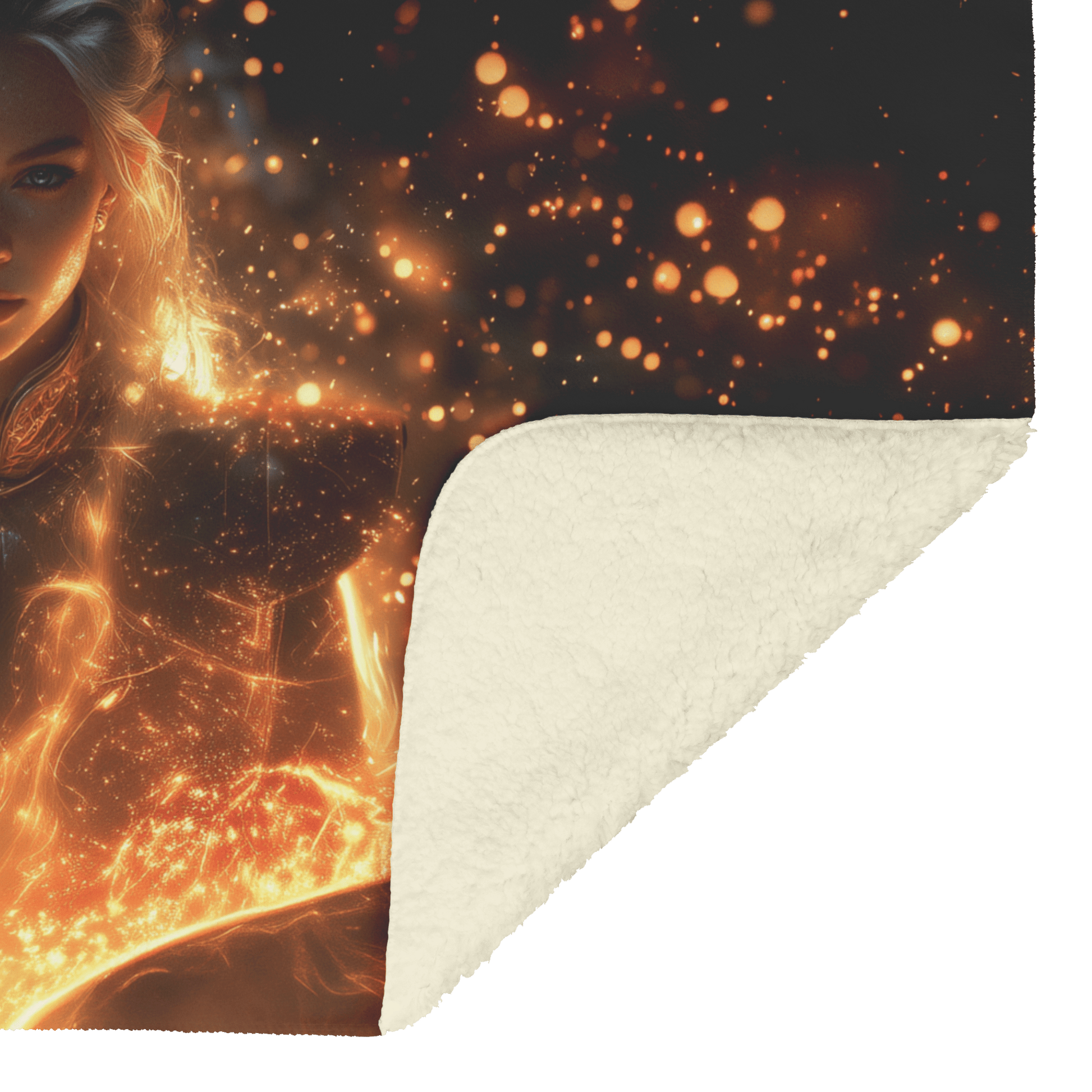 Blood Elf Mage Fleece Sherpa Blanket Arcane Shields Shimmering Stars Cosmic Textures Majestic Powerful WoW Design - Awakening Righteousness