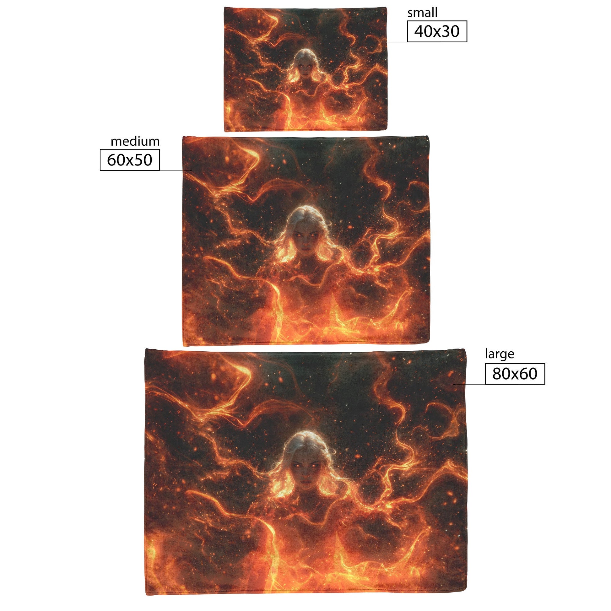 Blood Elf Mage Fleece Sherpa Blanket Fiery Magic Red Gold Flames Shimmering Stars Glowing Accents Bold Dynamic WoW Design - Awakening Righteousness