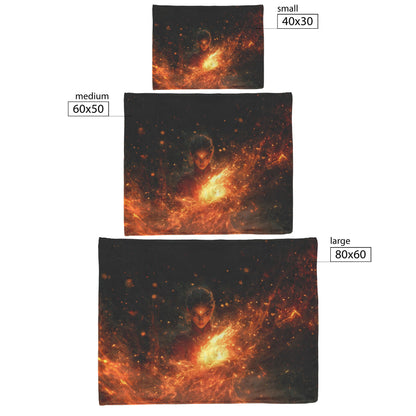 Blood Elf Mage Fleece Sherpa Blanket Fireball Casting Red Orange Trails Golden Textures Stars Bold Vibrant WoW Design - Awakening Righteousness