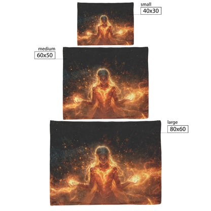 Blood Elf Mage Fleece Sherpa Blanket Fireball Red Orange Trails Golden Textures Cascading Stars Bold Vibrant WoW Design - Awakening Righteousness