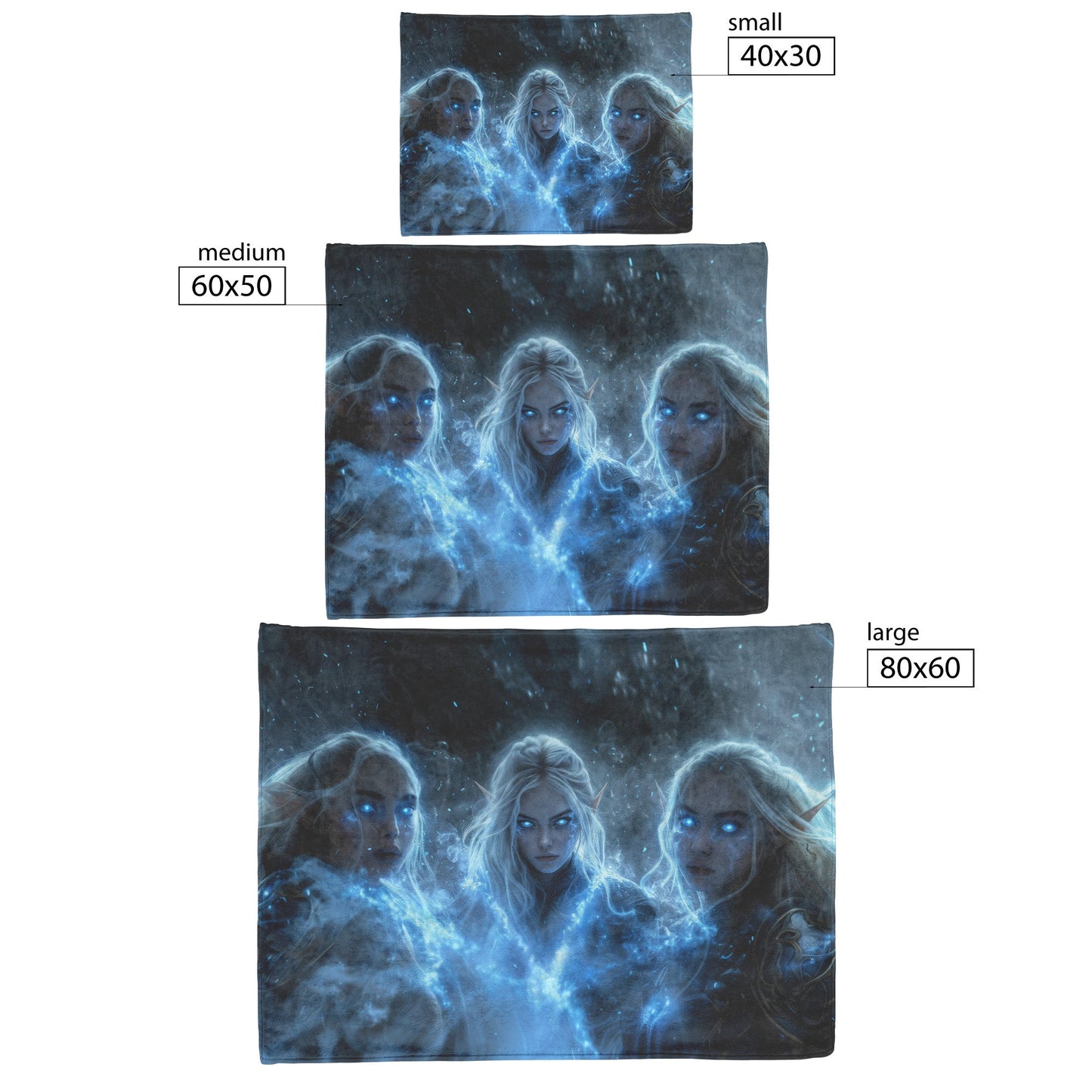 Blood Elf Mage Fleece Sherpa Blanket Frost Magic Blue Mist Silver Highlights Tranquil Powerful WoW Design - Awakening Righteousness