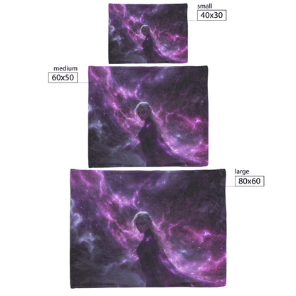 Blood Elf Mage Fleece Sherpa Blanket Glowing Purple Robes Cosmic Textures Arcane Symbols Elegant Serene WoW Design - Awakening Righteousness
