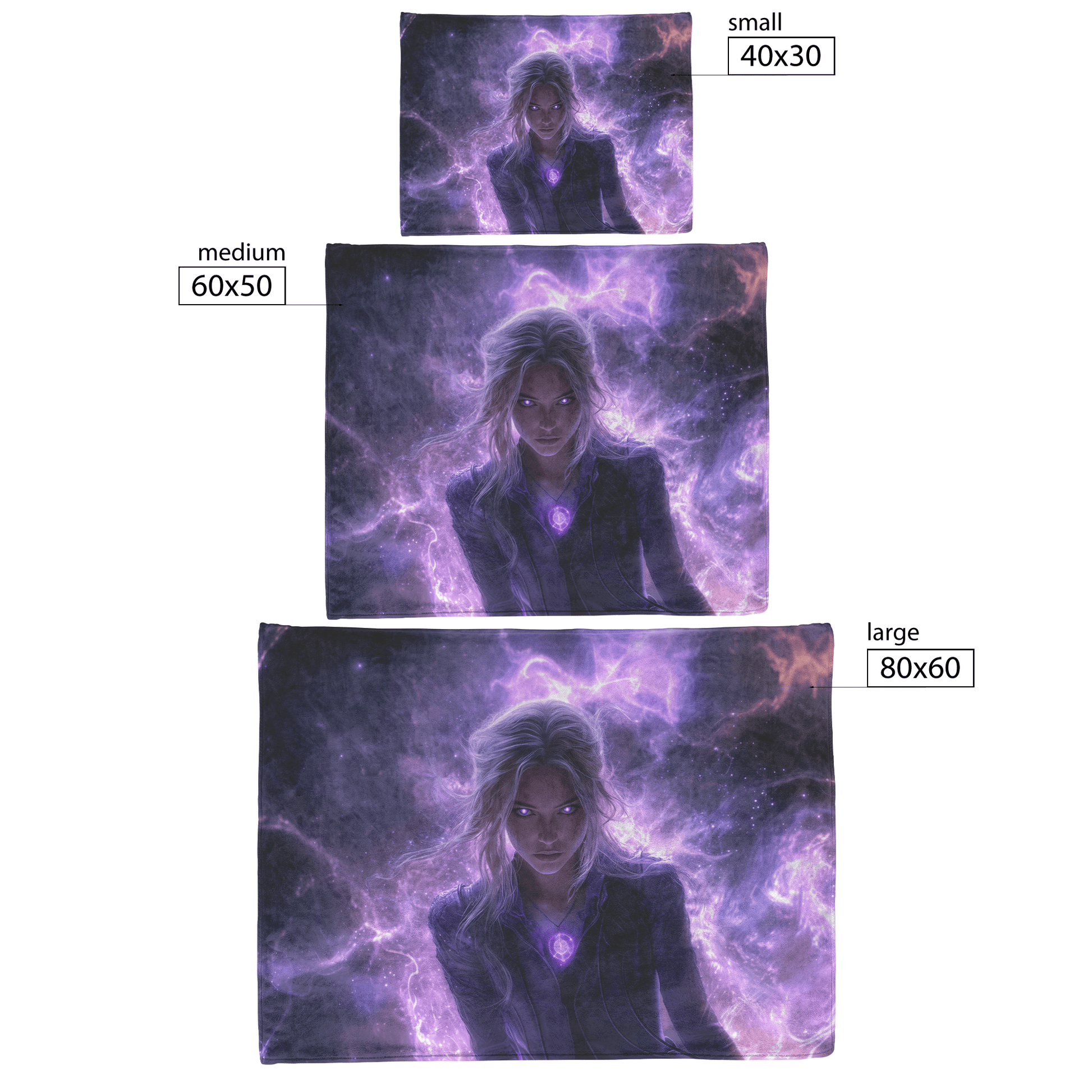 Blood Elf Mage Fleece Sherpa Blanket Purple Robes Cosmic Textures Arcane Symbols Elegant Serene WoW Design - Awakening Righteousness