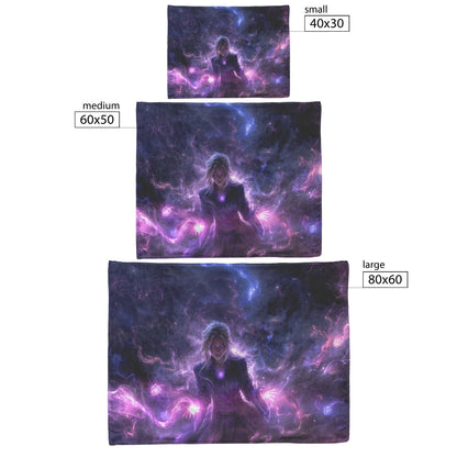 Blood Elf Mage Fleece Sherpa Blanket Purple Robes Cosmic Textures Arcane Symbols Elegant Serene WoW Design - Awakening Righteousness