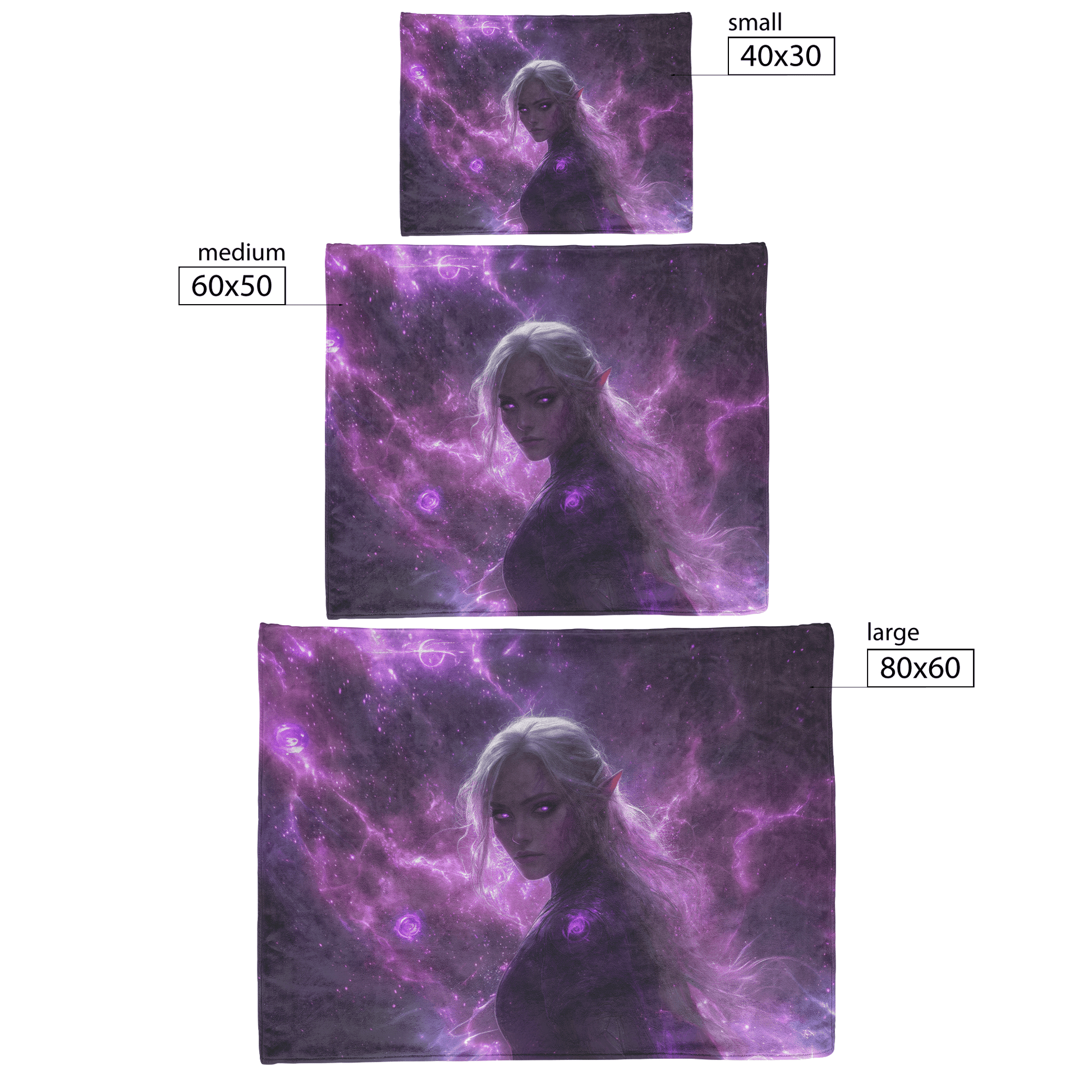 Blood Elf Mage Fleece Sherpa Blanket Purple Robes Cosmic Textures Arcane Symbols Elegant Serene WoW Design - Awakening Righteousness