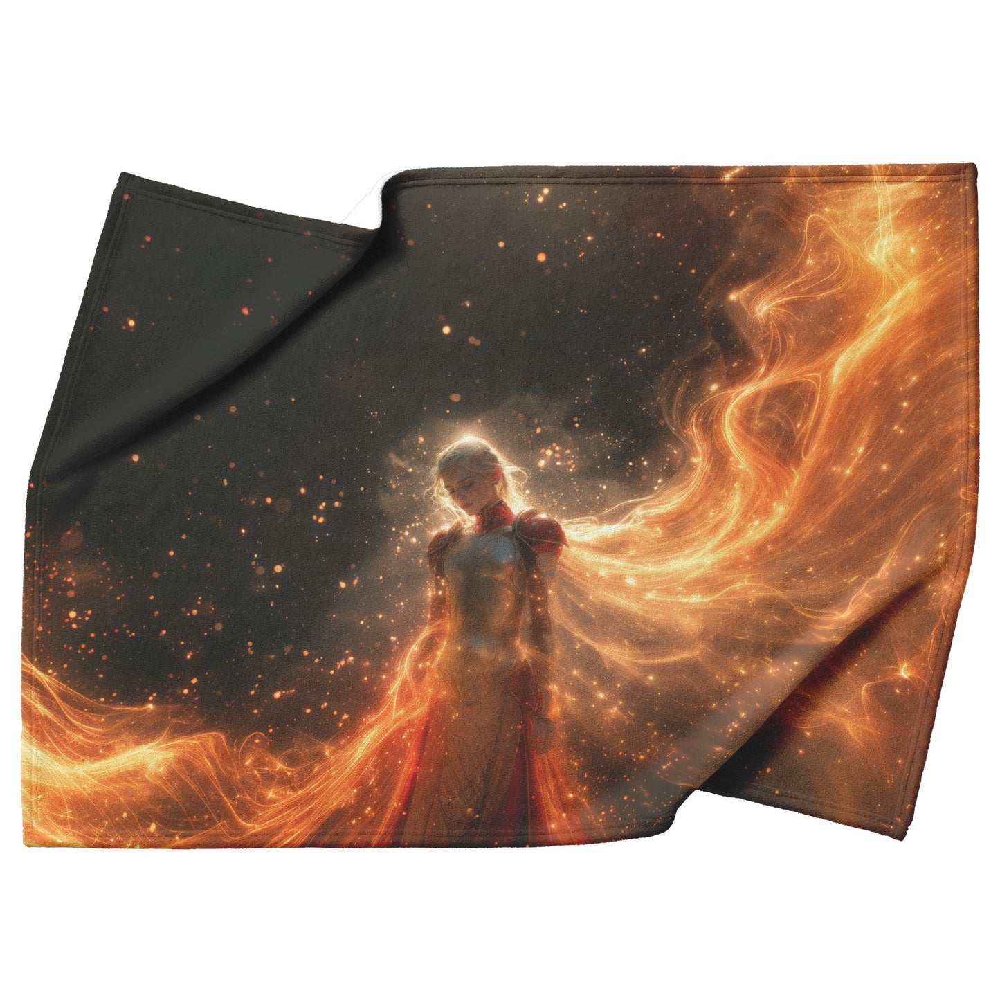 Blood Elf Paladin Fleece Sherpa Blanket Crimson Silver Armor Radiant Warhammer Cosmic Mist Golden Highlights Inspiring WoW Design - Awakening Righteousness