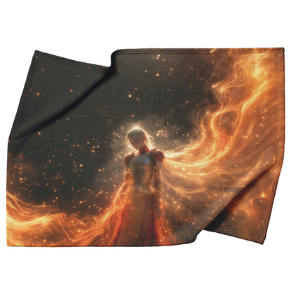 Blood Elf Paladin Fleece Sherpa Blanket Crimson Silver Armor Radiant Warhammer Cosmic Mist Golden Highlights Inspiring WoW Design - Awakening Righteousness