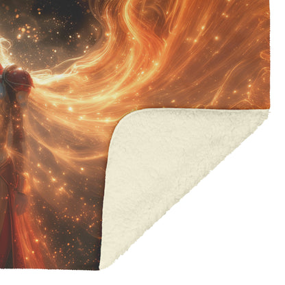 Blood Elf Paladin Fleece Sherpa Blanket Crimson Silver Armor Radiant Warhammer Cosmic Mist Golden Highlights Inspiring WoW Design - Awakening Righteousness
