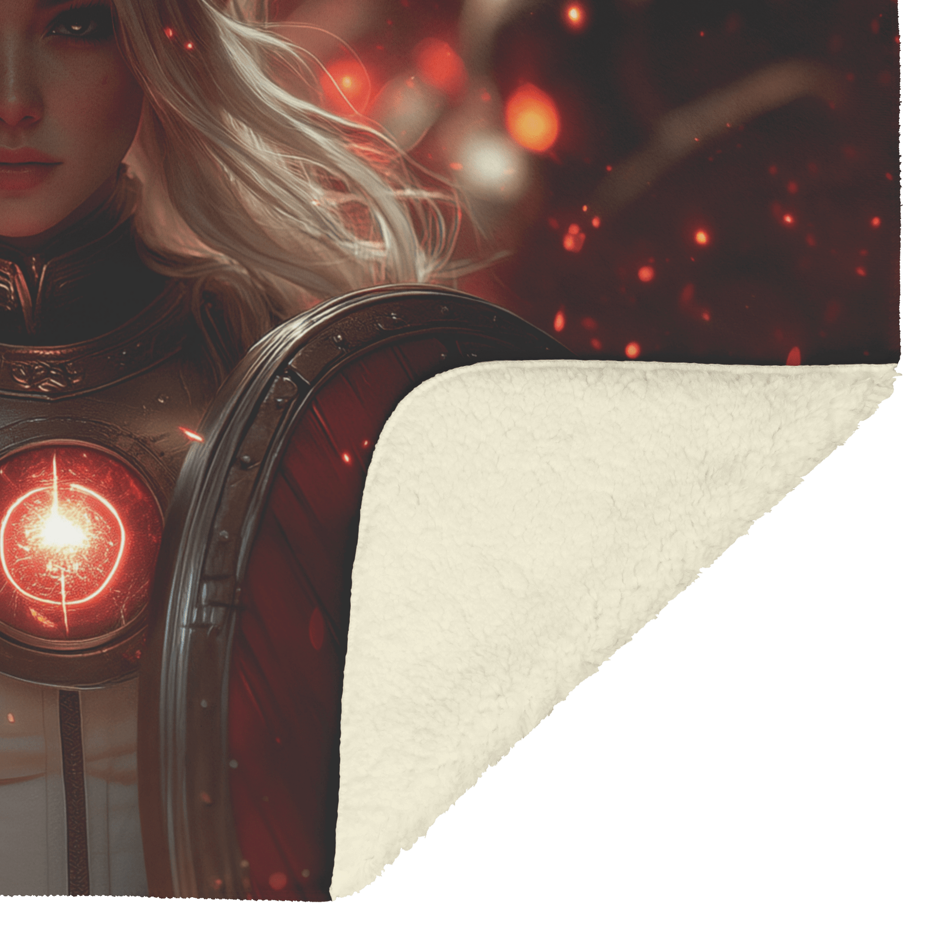 Blood Elf Paladin Fleece Sherpa Blanket Gold Crimson Armor Radiant Shield Cosmic Stars Glowing Accents Bold Elegant WoW Design - Awakening Righteousness