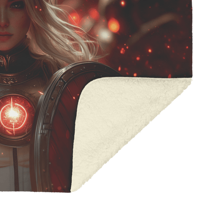 Blood Elf Paladin Fleece Sherpa Blanket Gold Crimson Armor Radiant Shield Cosmic Stars Glowing Accents Bold Elegant WoW Design - Awakening Righteousness