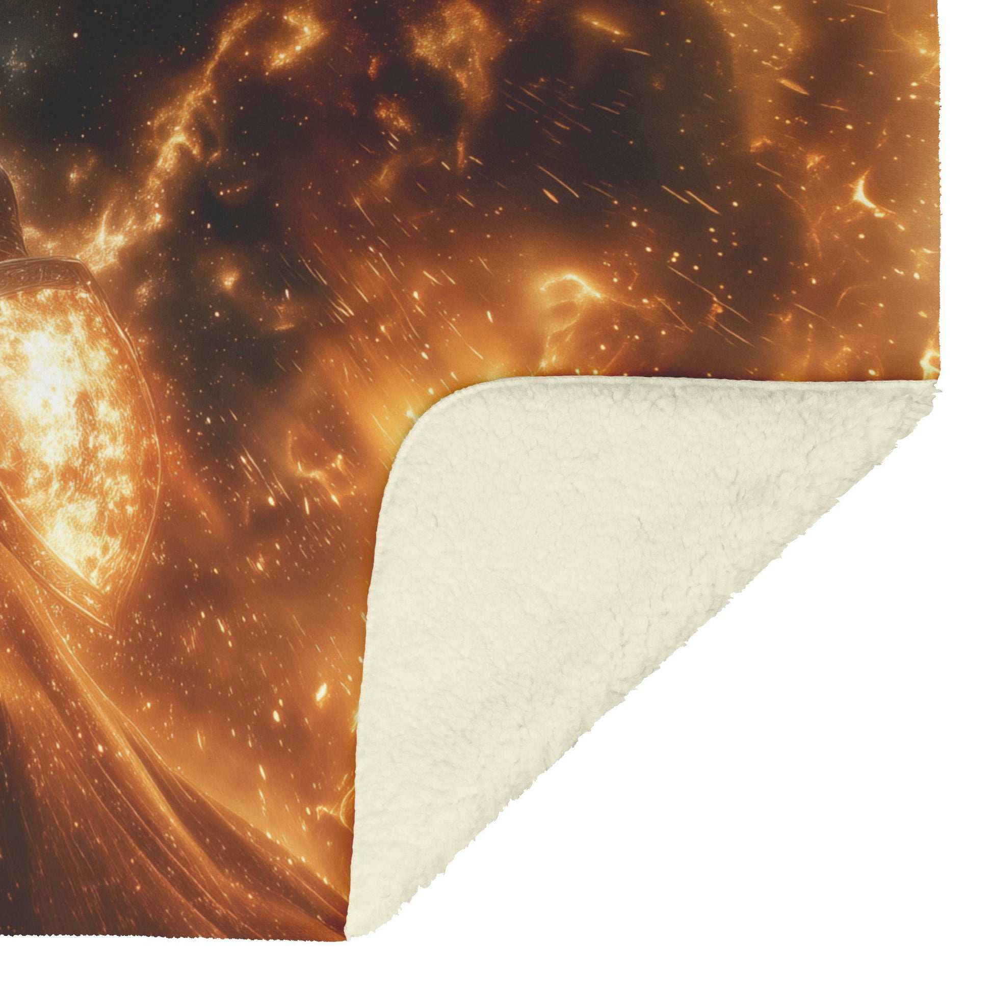 Blood Elf Paladin Fleece Sherpa Blanket Gold Crimson Armor Radiant Shield Cosmic Stars Glowing Accents Bold Elegant WoW Design - Awakening Righteousness