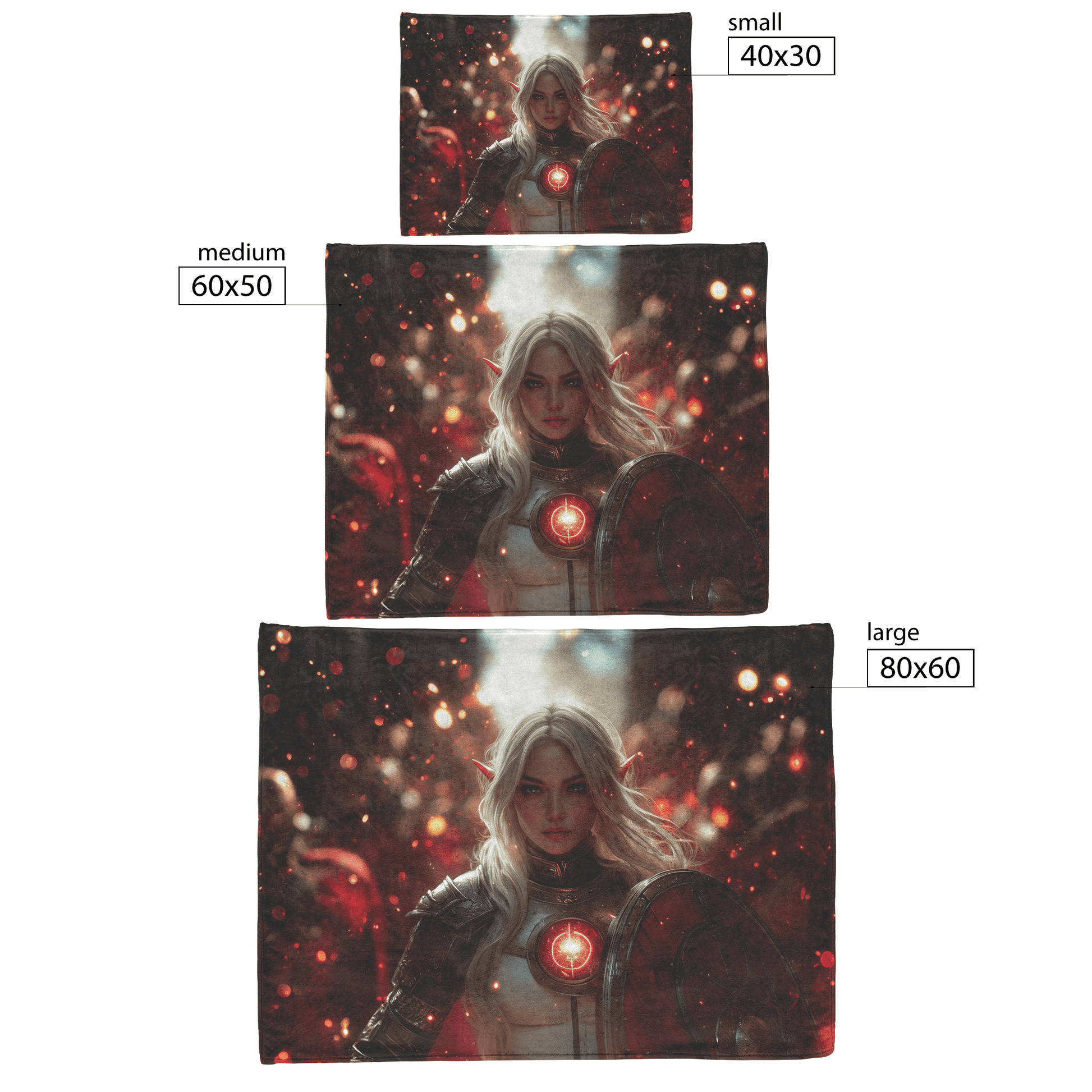 Blood Elf Paladin Fleece Sherpa Blanket Gold Crimson Armor Radiant Shield Cosmic Stars Glowing Accents Bold Elegant WoW Design - Awakening Righteousness
