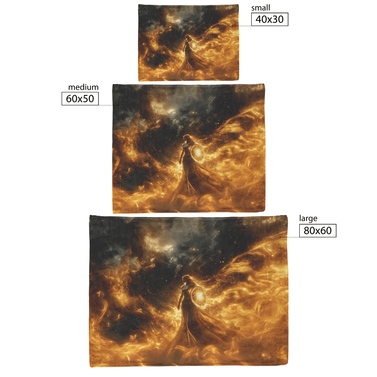 Blood Elf Paladin Fleece Sherpa Blanket Gold Silver Armor Fiery Shield Stars Golden Light Bold Majestic WoW Design - Awakening Righteousness
