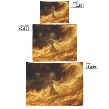 Blood Elf Paladin Fleece Sherpa Blanket Golden Battlefield Glowing Sword Shimmering Stars Majestic Inspiring WoW Design - Awakening Righteousness