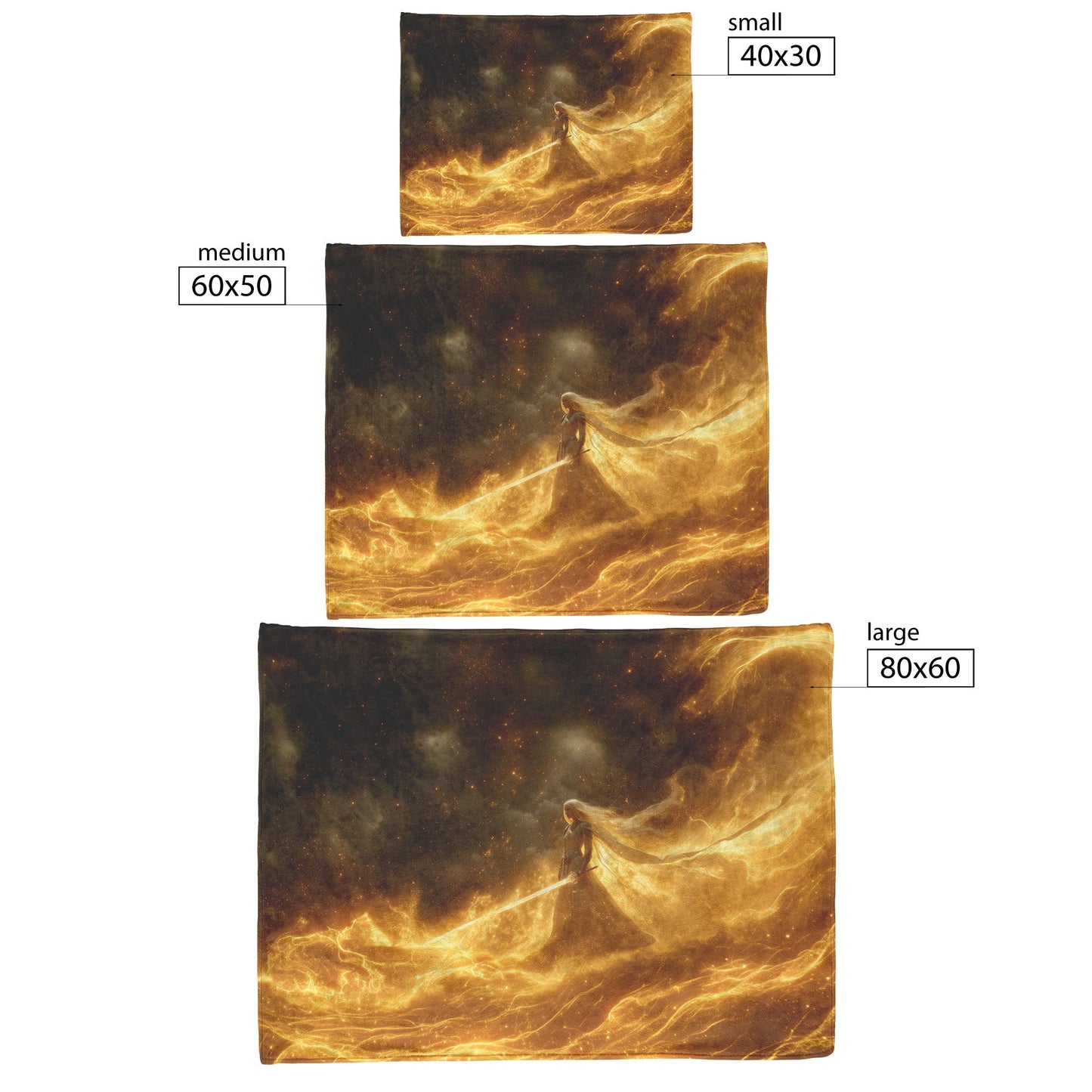 Blood Elf Paladin Fleece Sherpa Blanket Golden Battlefield Radiant Sword Shimmering Stars Majestic Inspiring WoW Design - Awakening Righteousness