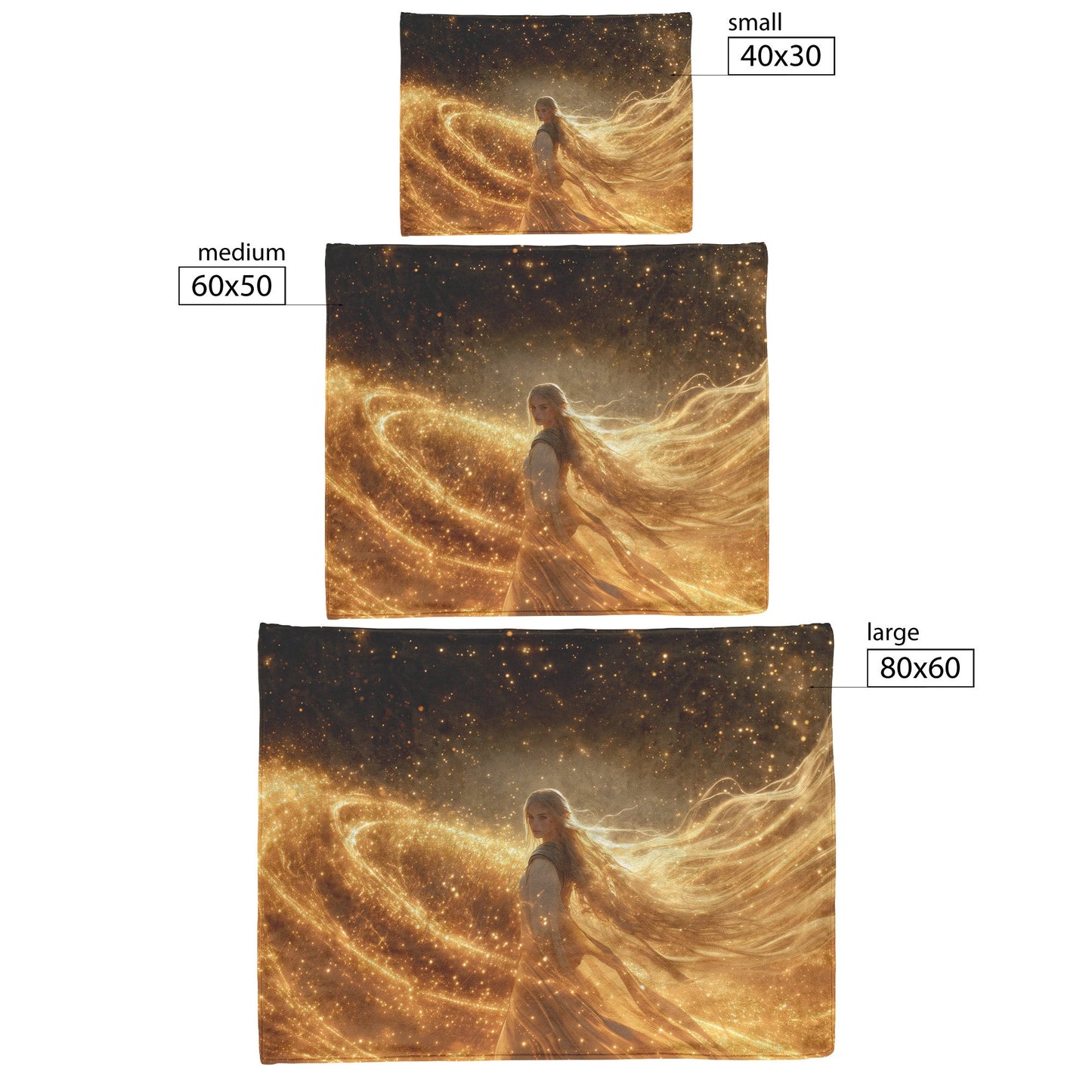 Blood Elf Paladin Fleece Sherpa Blanket Golden Battlefield Radiant Sword Shimmering Stars Majestic Inspiring WoW Design - Awakening Righteousness