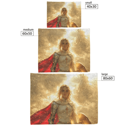 Blood Elf Paladin Fleece Sherpa Blanket Silver Red Armor Golden Glow Shield Light Trails Serene Majestic WoW Design - Awakening Righteousness