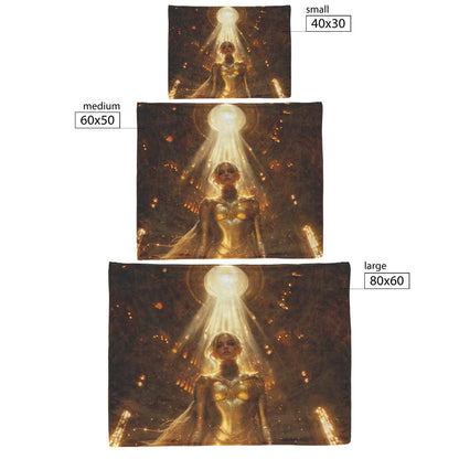 Blood Elf Paladin Fleece Sherpa Blanket Sunlit Temple Golden Armor Light Rays Radiant Accents Peaceful Powerful Design - Awakening Righteousness