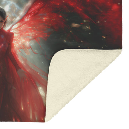 Blood Elf Priest Fleece Sherpa Blanket Glowing Silver Wings Protective Spell Shimmering Textures Light Trails Elegant WoW Design - Awakening Righteousness