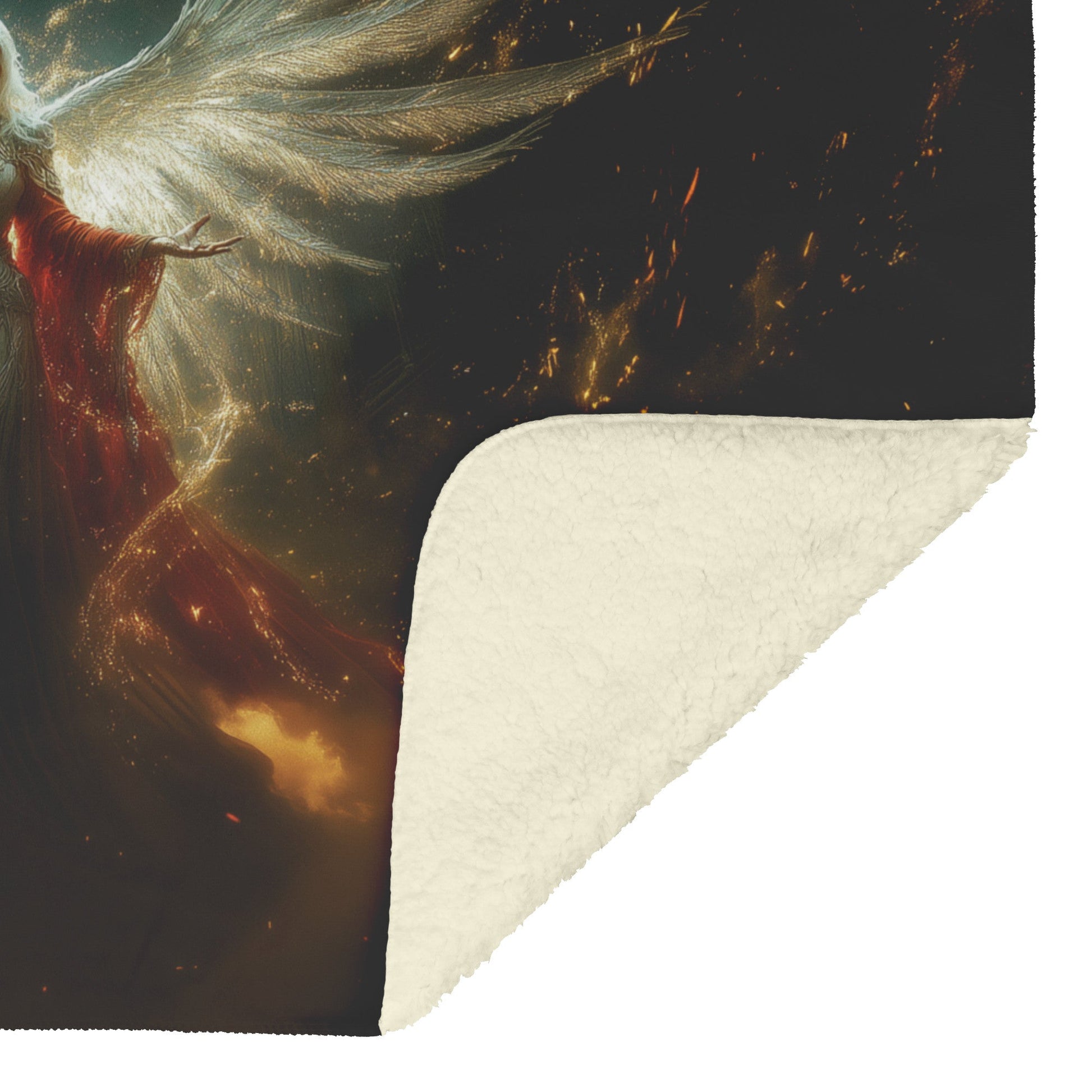 Blood Elf Priest Fleece Sherpa Blanket Glowing Silver Wings Protective Spell Shimmering Textures Light Trails Elegant WoW Design - Awakening Righteousness
