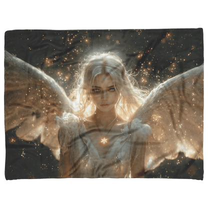 Blood Elf Priest Fleece Sherpa Blanket Holy Light Silver Gold Accents Shimmering Stars Cascading Textures Bold Elegant WoW Design - Awakening Righteousness