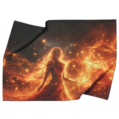Blood Elf Priest Fleece Sherpa Blanket Radiant Energy Golden Orbs Light Trails Peaceful Majestic WoW Design - Awakening Righteousness
